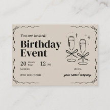Carte vintage Soiree Birthday Invitation