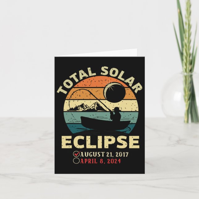 Carte Vintage Solaire Eclipse 2024 Totalité Pêche Avril (Devant)