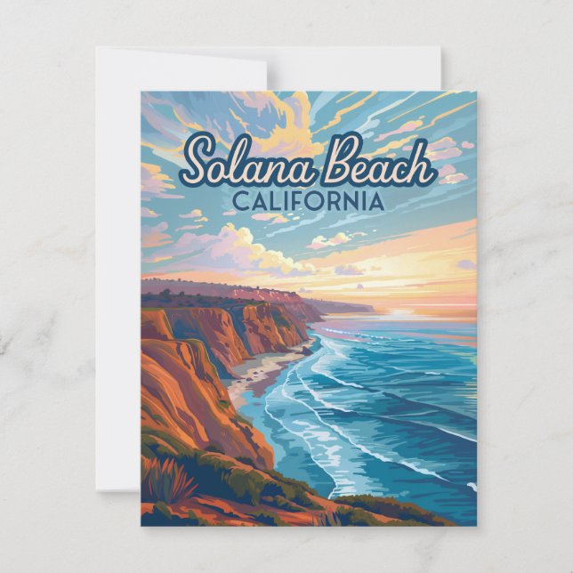 Carte Vintage Solana Beach California San Diego (Devant)