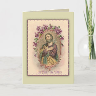 Carte Vintage St. Joseph Floral Prière Memorare