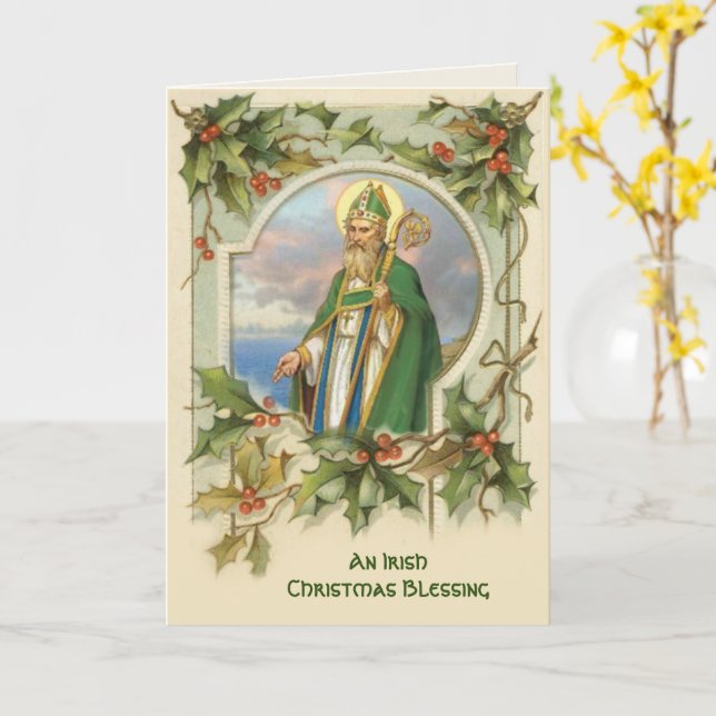 Carte Vintage St. Patrick Irish Christmas Blessing (Fleur jaune)