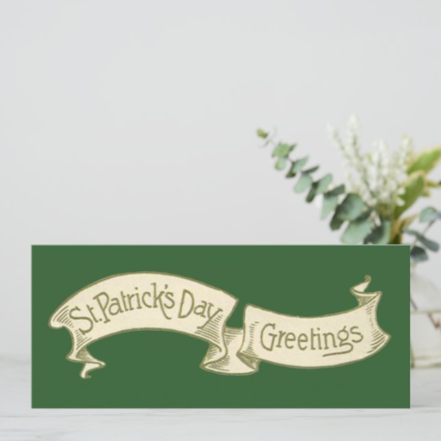 Carte Vintage St. Patrick's Day Salutations Bannière d'o (Debout devant)