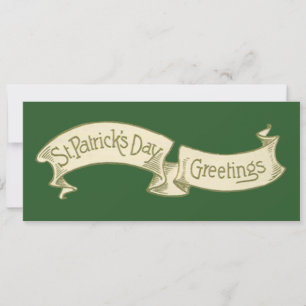 Carte Vintage St. Patrick's Day Salutations Bannière d'o