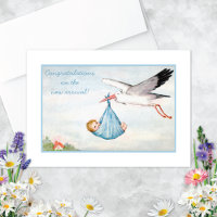 Vintage Stork Félicitations aux nouveau-nés