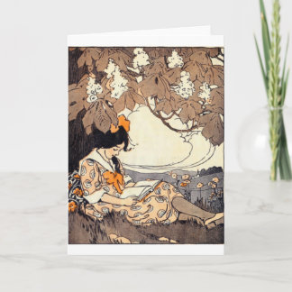 Carte Vintage Storybook Girl Under Tree