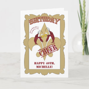 Carte Vintage Style Crawfish Fleur de Lis Birthday White