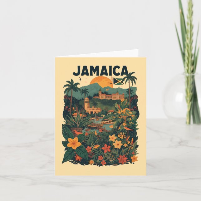 Carte Vintage Style Jamaica Travel Illustration (Devant)