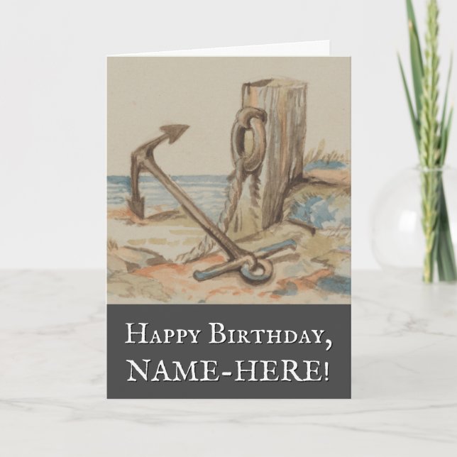 Carte Vintage Style Nautical Themed Birthday Card (Devant)