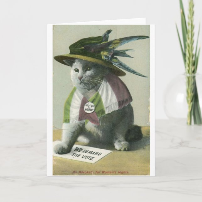 Carte Vintage Suffragette Cat, (Devant)