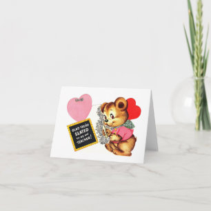 Carte Vintage Teddy Bear Valentine pour enseignant