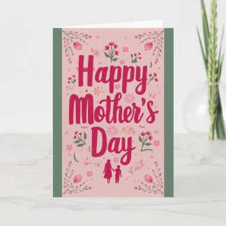 Carte Vintage traditionnel rose "Bonne fête des mères"