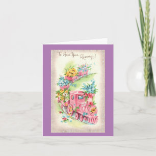 Carte Vintage Train Of Flowers Get Well