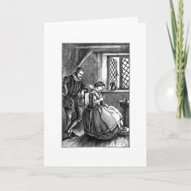 Carte Vintage - Tricot par la fenêtre, (Devant)