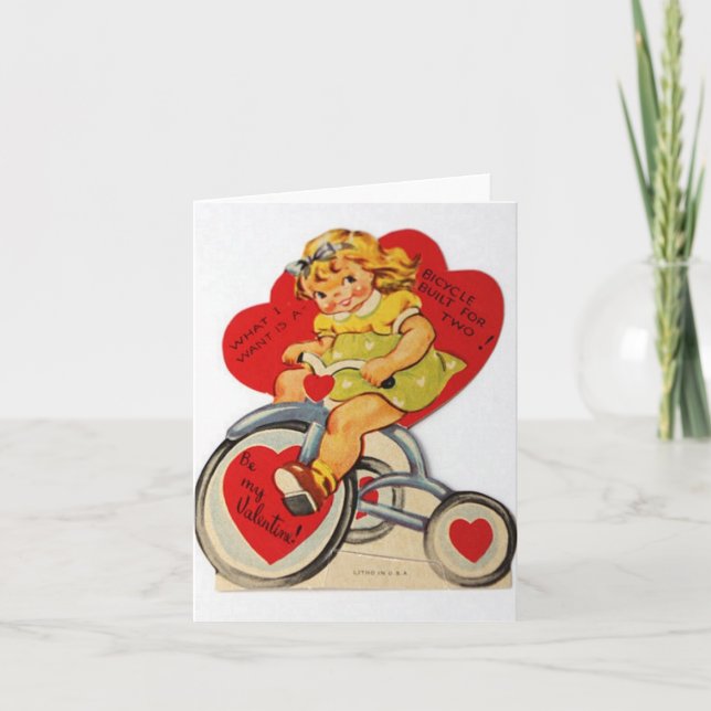 Carte vintage Tricycle Saint Valentin (Devant)