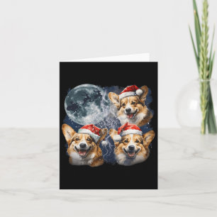 Carte Vintage Trois Corgis Chien De Noël Père Noël Howli