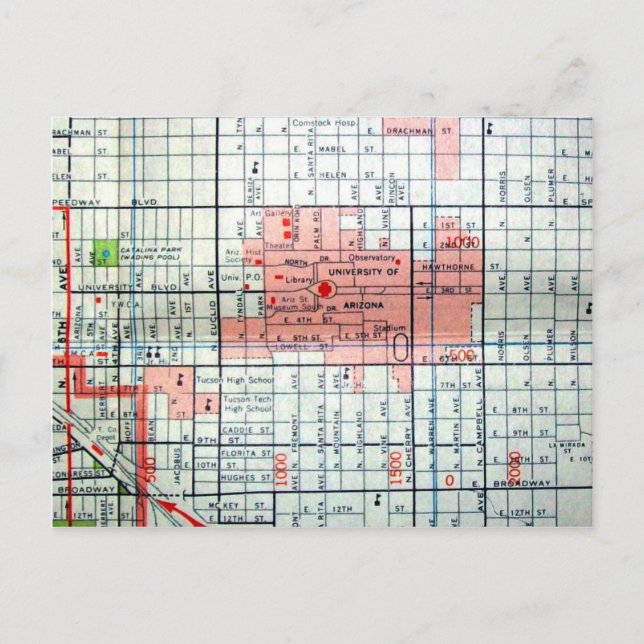 Carte Vintage Tucson, AZ (Devant)
