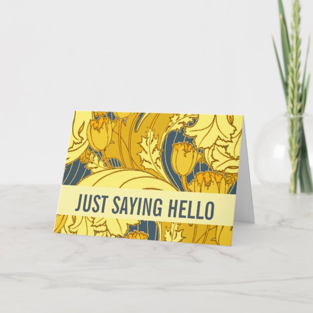 Carte Vintage Tulip Blue Gold Motif (Devant)