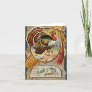 Carte vintage Turquie Thanksgiving Holiday Card