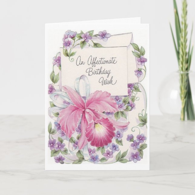 Carte Vintage - Un Souhait Affectueux Anniversaire, (Devant)