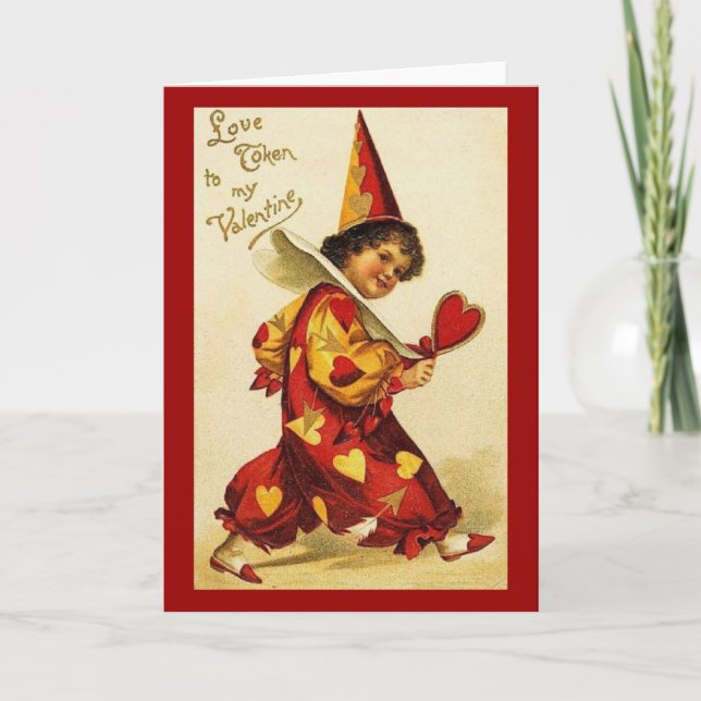 Carte vintage Valentine Clown (Devant)