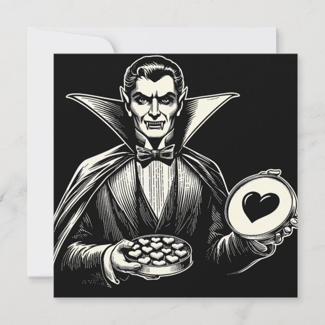 Carte Vintage Vampire Saint-Valentin Gothique Horreur  (Devant)