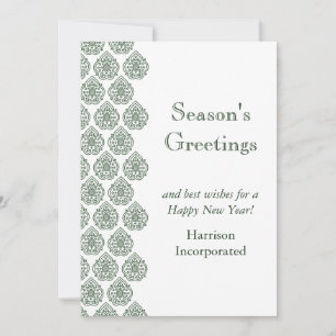 Carte Vintage verte Damask Holiday Card (corp)