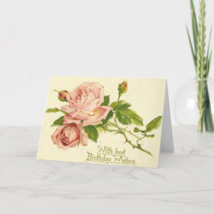 Carte Vintage Victorian Roses Birthday Card
