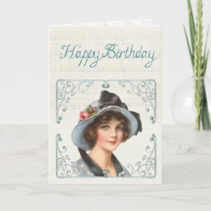 Carte Vintage Victorian Woman Happy Birthday