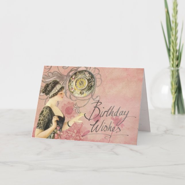 Carte Vintage Victorienne Joyeux anniversaire (Devant)