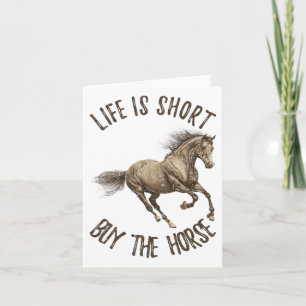 Carte Vintage Vie Est Court Acheter Le Cheval Drôle Hors