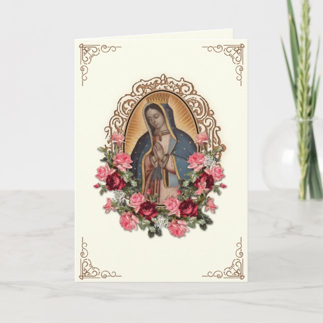 Carte Vintage Vierge Marie Guadalupe Religieux Catholiqu (Devant)