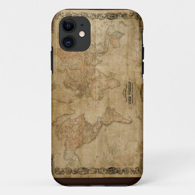 Carte Vintage Vieux Monde 1847 iPhone 5 Coque (Dos)