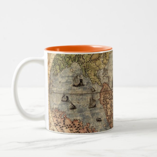 Carte vintage Vieux Monde Café Mug (Gauche)