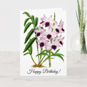 Carte Vintage violet blanc orchidée Fleur personnalisée