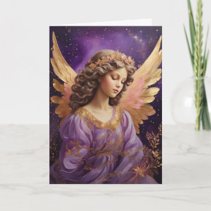 Carte Vintage violet floral Angel de Noël