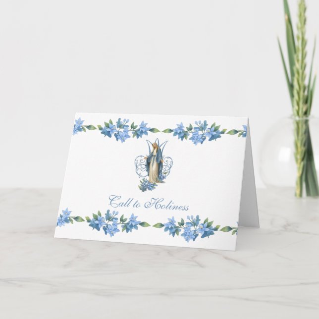 Carte Vintage Virgin Mary Catholic Floral Religious (Devant)