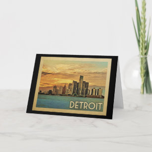 Carte Vintage voyage de Detroit Michigan