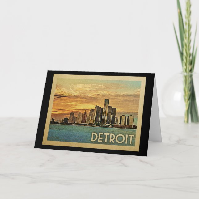 Carte Vintage voyage de Detroit Michigan (Devant)