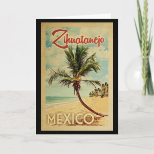 Carte Vintage voyage de palmier Zihuatanejo