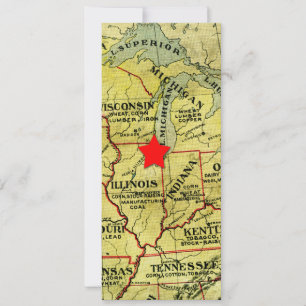 Carte Vintage voyage Movable Red Star Invitation
