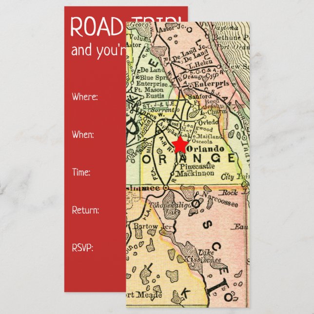 Carte Vintage voyage Orlando Movable Red Star (Devant / Derrière)