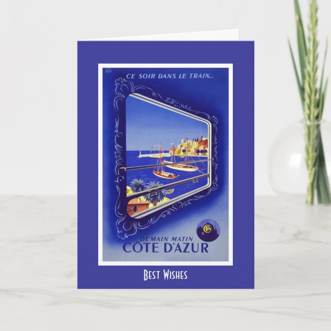 Carte Vintage voyage Train France Côte D'azur (Devant)