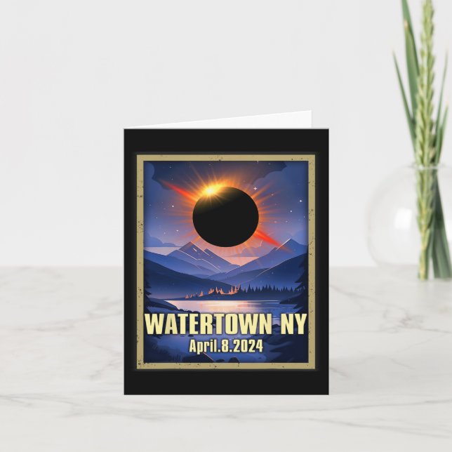 Carte Vintage Watertown Ny Total Solar Eclipse 2024 (Devant)