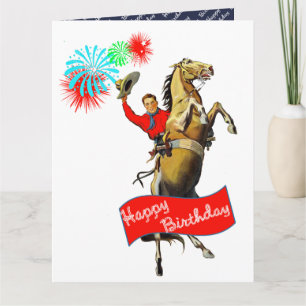 Carte Vintage Western Cowboy Élevage Cheval Anniversaire