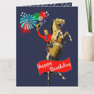 Carte Vintage Western Cowboy Élevage Cheval Anniversaire