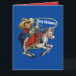 Carte Vintage Western Cowboy Kid Horse et corde Christma<br><div class="desc">Vintage Western Cowboy Kid Rope Joyeux Noël Voir ce design un similaire sur une variété d'articles pour les vacances et anniversaires Le texte à l'intérieur de la carte peut être changé si vous préférez quelque chose d'autre. Utilisez le bouton personnaliser et modifiez.</div>