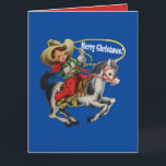 Carte Vintage Western Cowboy Kid Horse et corde Christma<br><div class="desc">Vintage Western Cowboy Kid Rope Joyeux Noël Voir ce design un similaire sur une variété d'articles pour les vacances et anniversaires Le texte à l'intérieur de la carte peut être changé si vous préférez quelque chose d'autre. Utilisez le bouton personnaliser et modifiez.</div>