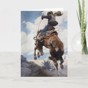 Carte Vintage Western Cowboys, Bucking par NC Wyeth