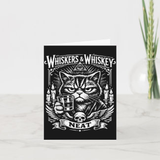 Carte Vintage Whiskers et Whiskey Neat Amateur de Chats