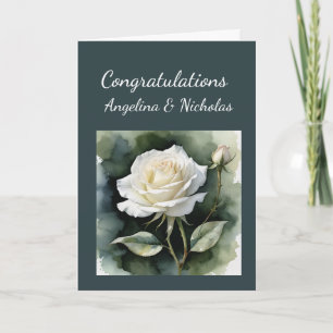 Carte Vintage White Rose Félicitations Mariage